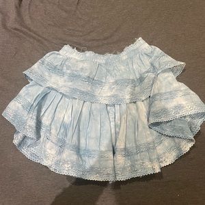Blue LoveShackFancy mini ruffle skirt
